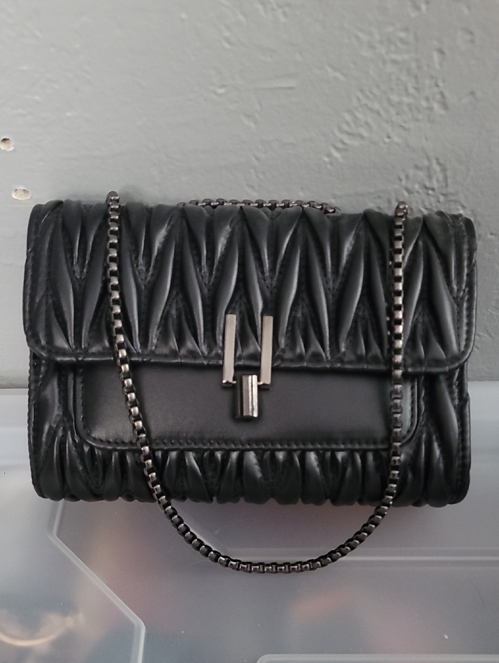 Black Quilted Chain Shoulder Bag - [Brand]